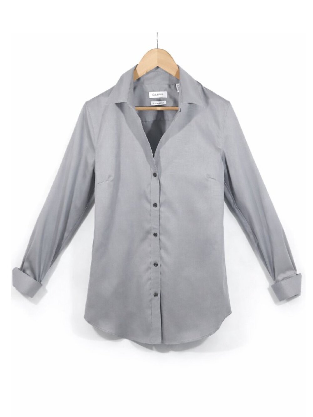Calvin Klein Tailored Grey Button‑Up Dress Shirt–Non Iron - Size Medium (8–10)